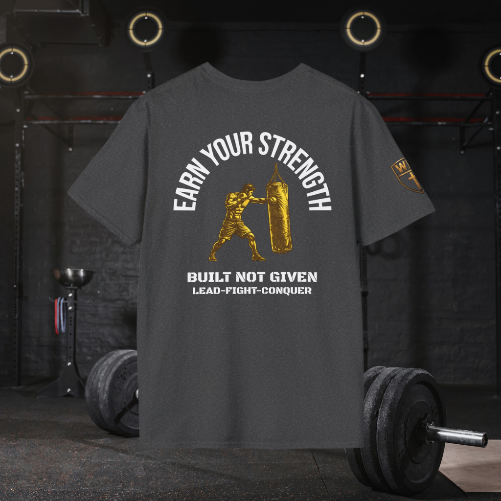 WarDad Boxing Tee "Earn Your Strength" - Training Apparel