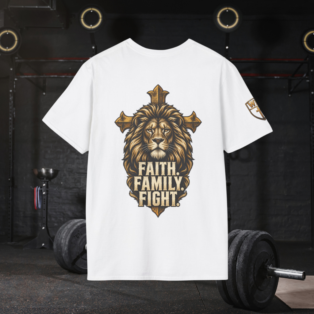 WarDad Faith. Family. Fight. Lion Cross Tee