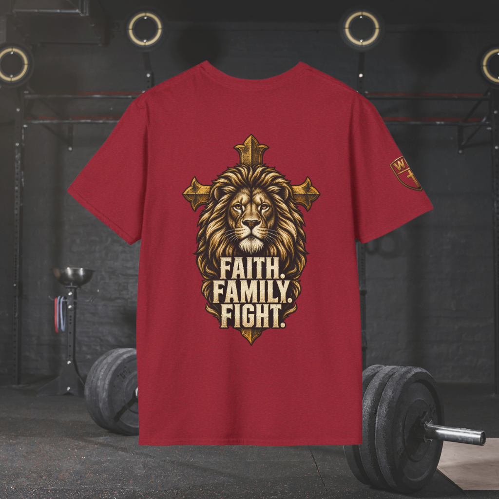 WarDad Faith. Family. Fight. Lion Cross Tee